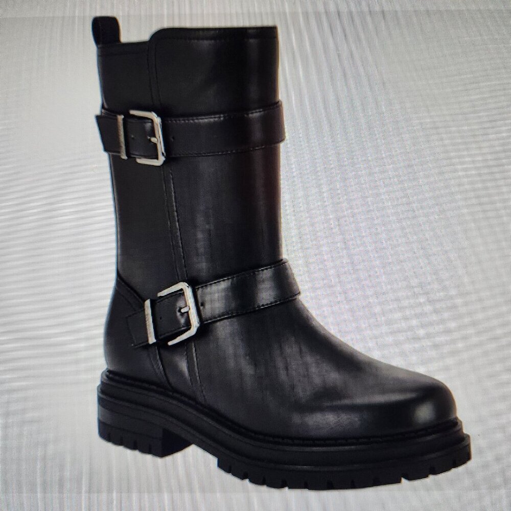 Calvin Klein " Galivan2" Moto Boots. NIB. Black. Faux Leather. Size: Various